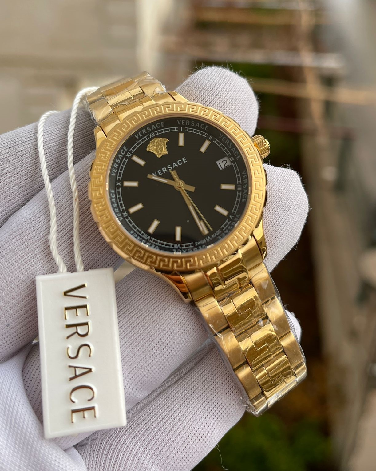 Versace Gold Kasa Siyah Kadran Bayan Kol Saati L-870